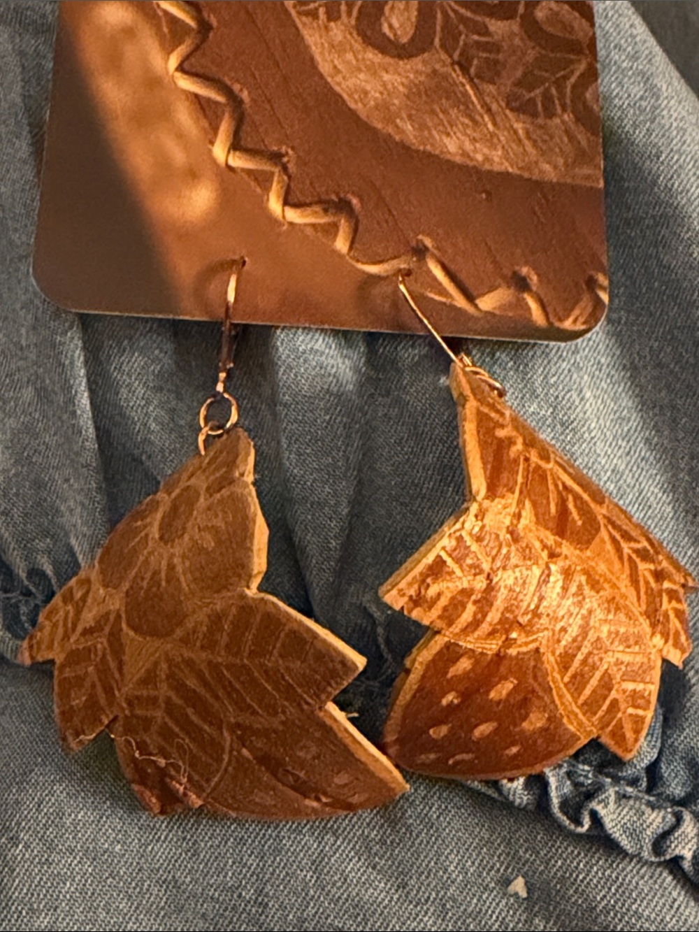 Birch Bark Flower earrings sgraffito style etching